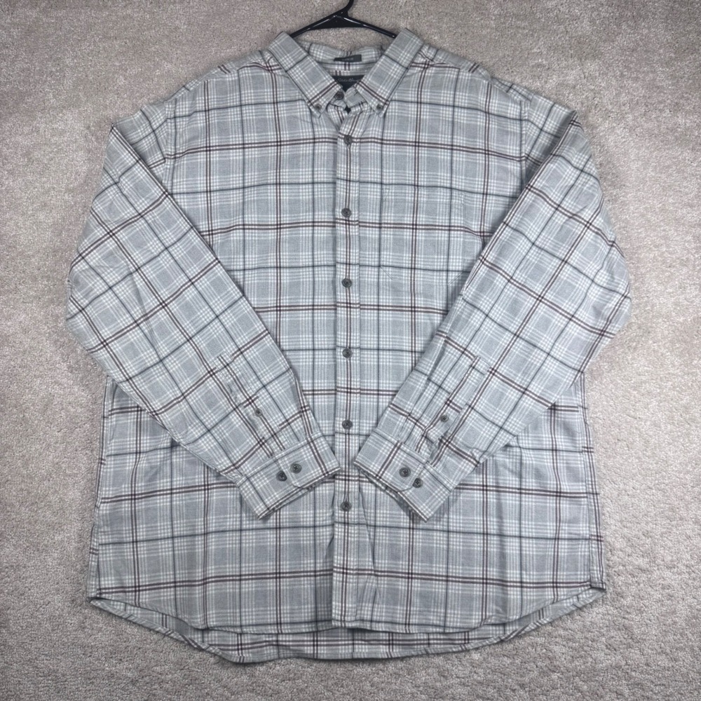 NWT Eddie Bauer Mens Favorite Flannel Shirt XXL Grey Plaid Classic Fit Long